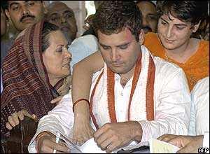 Sonia's son Rahul and daughter