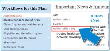 The Authorization Log through the NaviNet web portal provides a repository of all authorization requests for Independence Blue Cross (Independence) members that are originated through the new