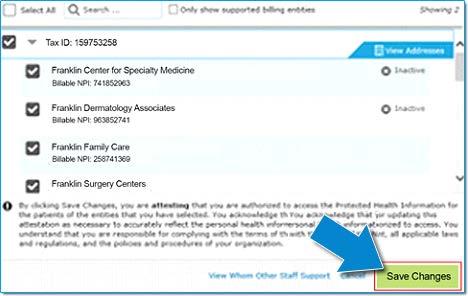 To find a Billing Entity in the list quickly, type the entity s tax ID number in the Search box.