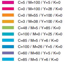 Colours with CMYK Coding C-0% M-30% Y-85% K-6% C-0% M-41% Y-88% K-0% C-0% M-46% Y-87% K-0% C-0% M-65% Y-85% K-0% C-100% M-0% Y-70% K-30% C-45% M-65% Y100% K-0% C-0% M-8% Y-26% K-0% C-60% M-0% Y-30%