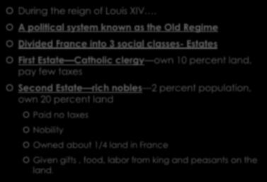 CAUSES OF THE FRENCH REVOLUTION During the reign of Louis XIV.