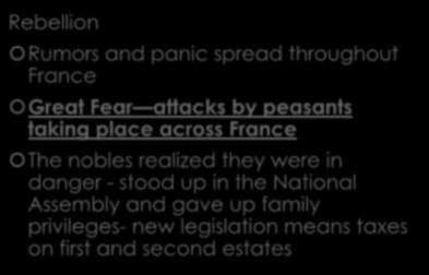 THE GREAT FEAR Rebellion Rumors and panic spread throughout France