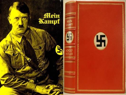 Mein Kampf Book written by Hitler while in jail Mein Kampf = My Struggle Outlined Hitler s plans for Germany Blamed the Jews & Communists for Germany s defeat in