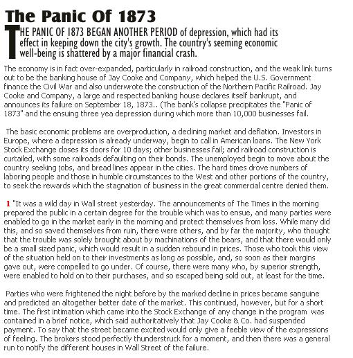 3. In what ways did the Panic of 1873 and other economic concerns