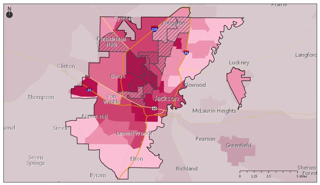 An Equity Profile of Jackson PolicyLink and PERE 76 Connectedness Concentrated poverty a challenge The percent of the population in Jackson that lives below the poverty level is 31 percent, but