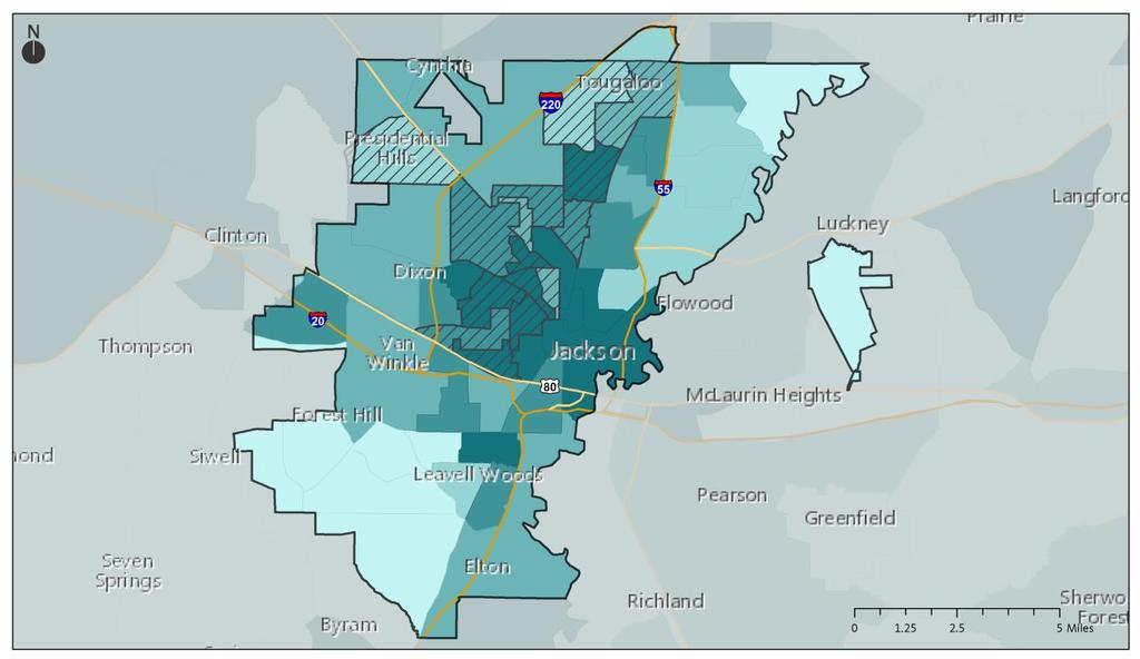 An Equity Profile of Jackson PolicyLink and PERE 79 Connectedness Challenges to car access is concentrated near the center of the city In a city where people rely heavily on driving, the vast