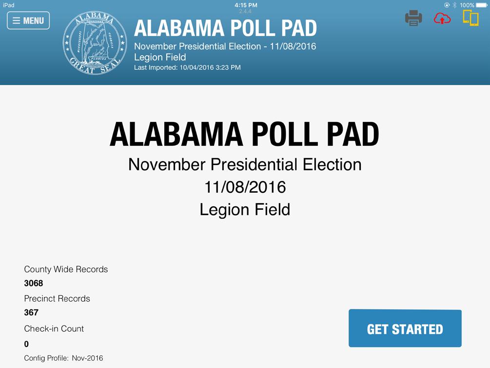 The ipad will power on, and the Poll Pad application with launch automatically.