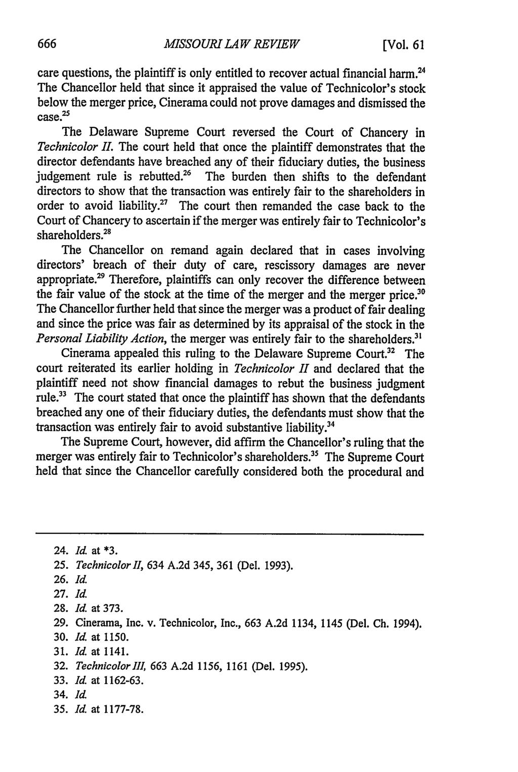 Missouri Law Review, Vol. 61, Iss. 3 [1996], Art. 6 MISSOURI LA W REVIEW [Vol. 61 care questions, the plaintiff is only entitled to recover actual financial harm.