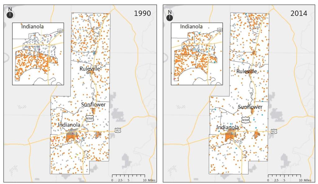 An Equity Profile of Sunflower County PolicyLink and PERE 19 Demographics A changing Indianola As the county s population has decreased and demographics have changed, where residents live in relation