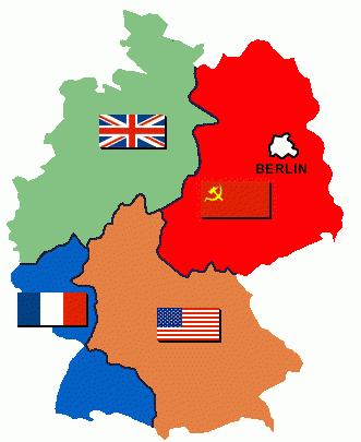Germany Divided In 1948, the US, Britain and France decide to unite their occupied zones of Germany. They want Germany to be one country after the war.