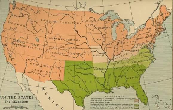 Calhoun warned that the South would secede, or leave the United States. The states shown in green would secede from the United States from 1860-1861.
