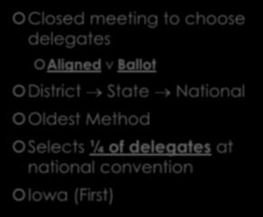 Caucuses Closed meeting to choose