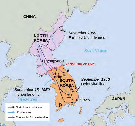 834 Chapter 28 Post-War Prosperity and Cold War Fears, 1945-1960 a swift advance of Chinese and North Korean forces and another invasion of Seoul, MacArthur urged Truman to deploy nuclear weapons