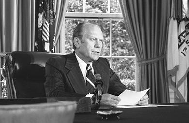 Chapter 30 Political Storms at Home and Abroad, 1968-1980 915 Figure 30.18 In one of his first actions as president, Gerald R. Ford announced a full pardon for Richard Nixon on September 8, 1974.