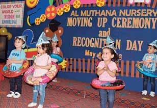 Al Muthana Nursery holds 4th graduation ceremony Al Muthana nursery has successfully held its 4th Graduation Ceremony titled Moving up Ceremony and Recognition Day for its preschool level on May 12,
