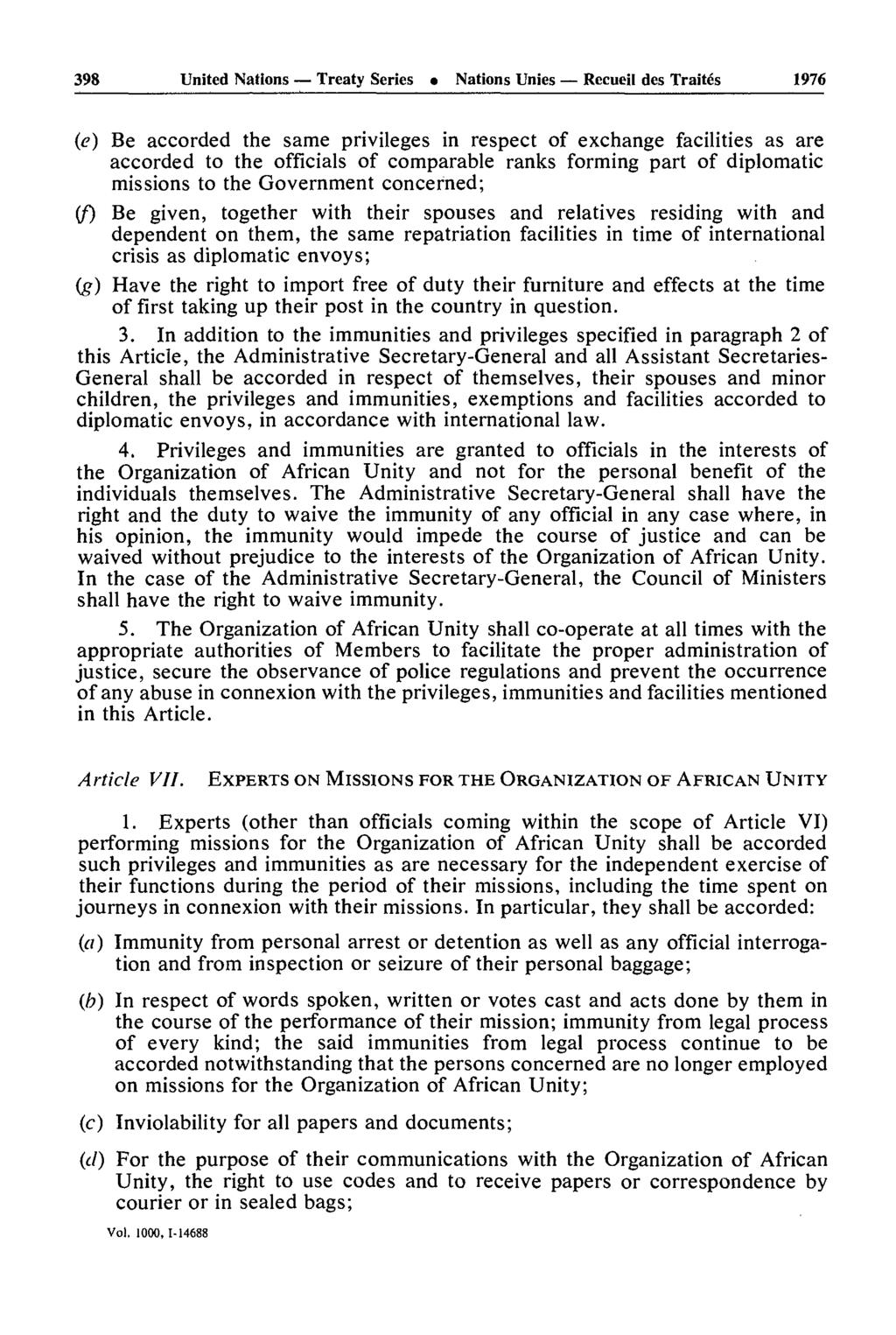 398 United Nations Treaty Series Nations Unies Recueil des Traités 1976 (<?