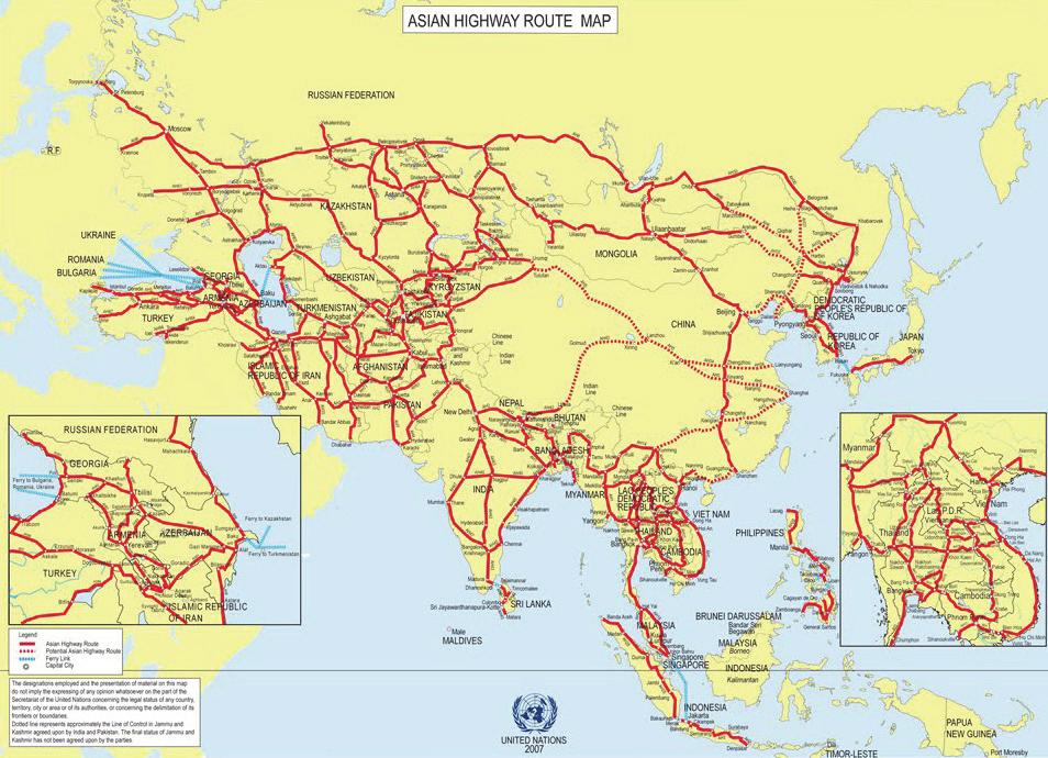 Figure 10: The Asian Highway Route map SOURCE: UNESCAP India Myanmar Thailand Trilateral Highway (IMT) As part of the Asian Highway Network, the 3,200 kilometer IMT enhances connectivity between the