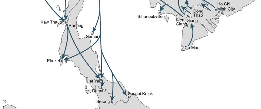 An estimated US$192 million is generated on an annual basis by smuggling migrants from these three countries into Thailand. Trafficking victims account for an estimated 5% of the smuggled migrants.