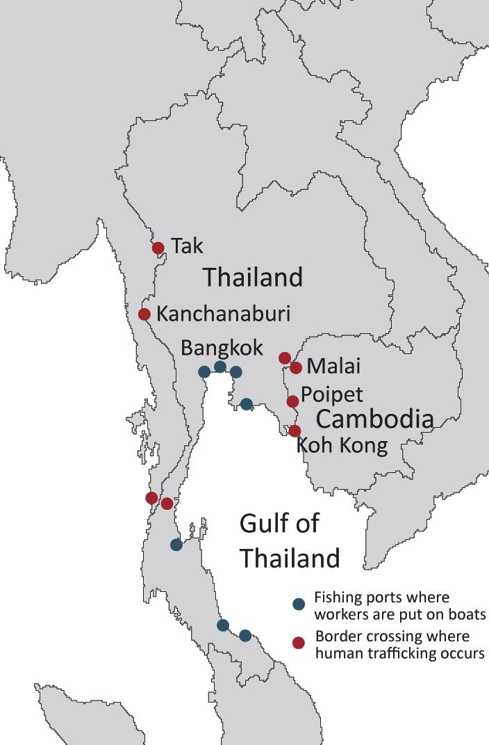 Crime threats in the Gulf of Thailand Drug and precursor trafficking Thailand serves as a transhipment country for heroin from Myanmar to Malaysia, Indonesia and Australia.