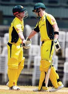 sport 15 Aussies warmed up for Indian tour Riding on Stoinis blitz, Smith s boys inflict 103-run defeat to BP XI in lone practice game PTI n CHENNAI A ustralia warmed up for the limited-overs series