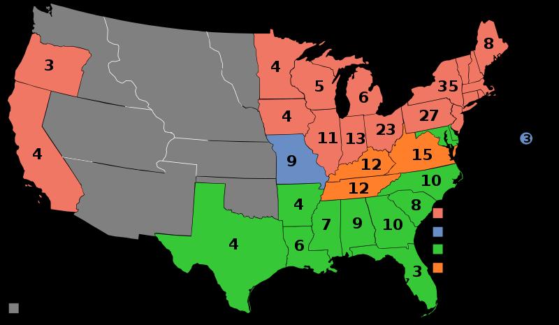 slave revolts The Democrats were divided and Lincoln won a clear majority of electoral votes The vote went along