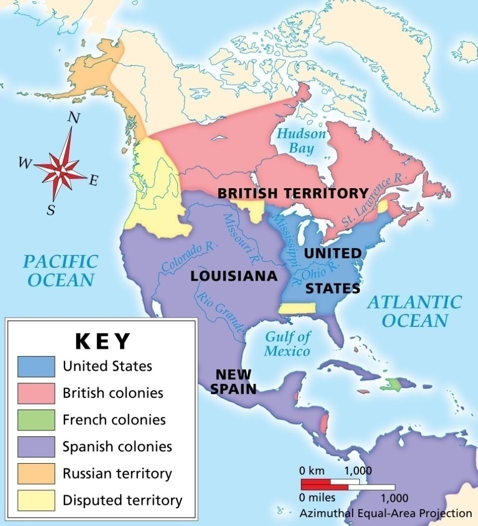North America s borders as Washington takes office The boundaries of the new nation were: Canada