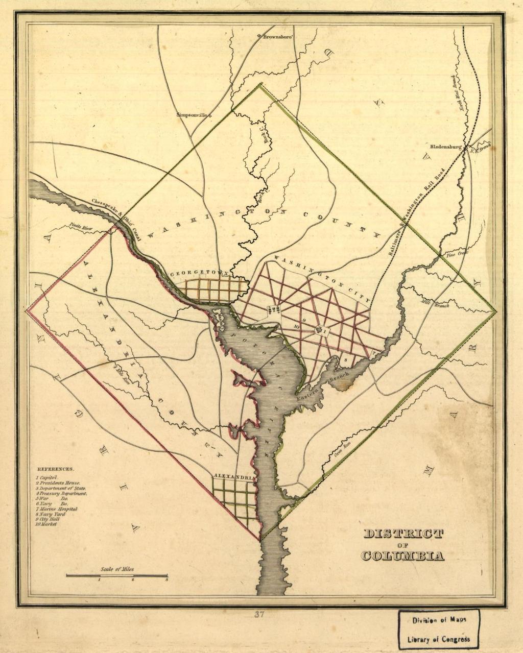 The original District of Columbia was diamond-shaped, and was made up of land