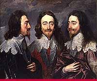 Charles I - Christian martyr (reigned 1625-49) (lived 1600-1649) He became an icon of the martyred king. Charles I in three positions - multiple portrait by Sir Anthony Van Dyck (1599-1641).