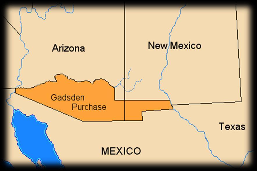 Adding the Southwest Gadsden Purchase US wanted to create a southern transcontinental railroad joining the west and the south.