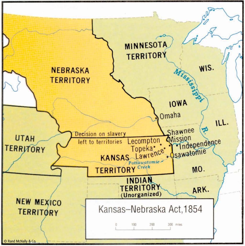 Kansas-Nebraska 1854 Two new federal territories.
