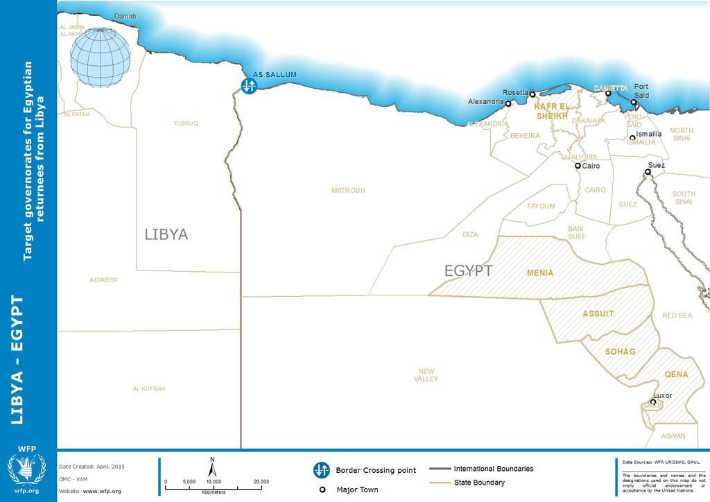 MAP of Egypt - Libya Border Area & Target