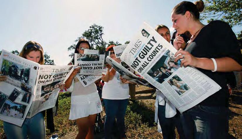 Pretrial Activities and the Criminal Trial CHAPTER 10 359 Michael Jackson fans reading copies of a special edition of the Santa Maria Times outside Jackson s Neverland Ranch in Los Olivos, California.