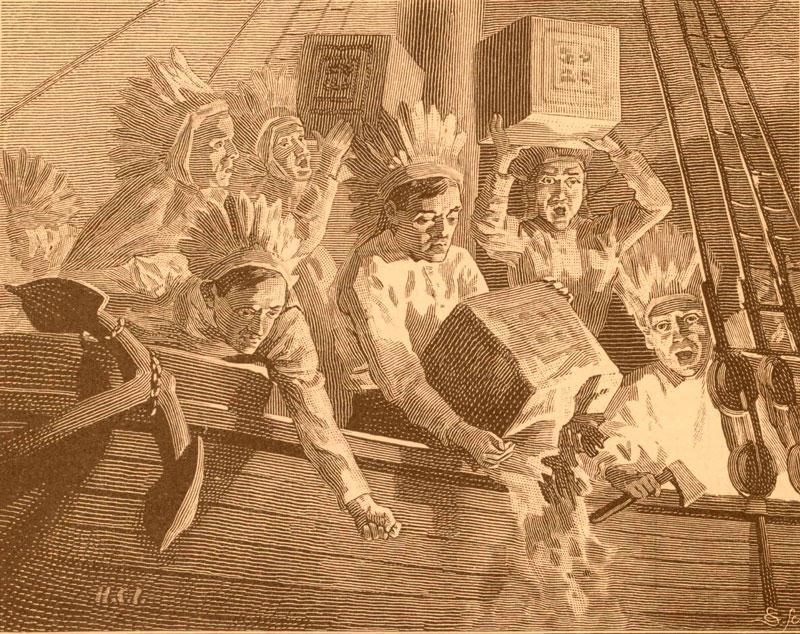 Boston Tea Party Colonists Disguised as Native Americans Sneak