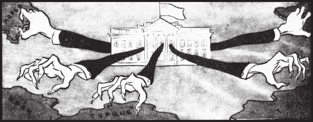 9 SOURCE E A Soviet cartoon published in 1950. The building represents the White House where the American President lives and works. SOURCE F We are not at war.