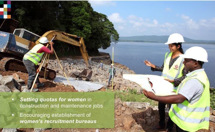 most new jobs for women linked to electricity infrastructure development are offered in traditionally feminine tasks, such as catering and food supply, laundry, clothing, financial services and