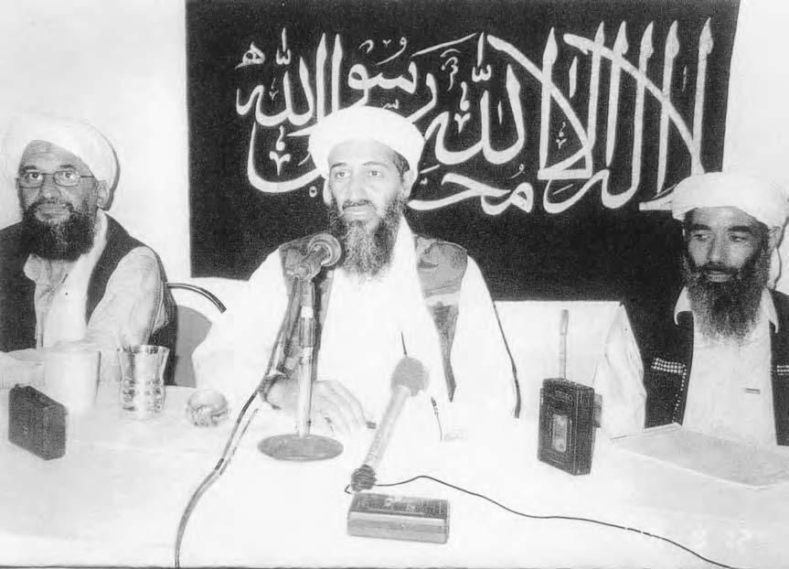 208 AL-QAEDA This undated photo shows Saudi-born dissident Osama Bin Laden (C) and top deputies Ayman Al-Zawahiri (L), a physician and the founder of the Egyptian Islamic Jihad, and Muhammad Atef