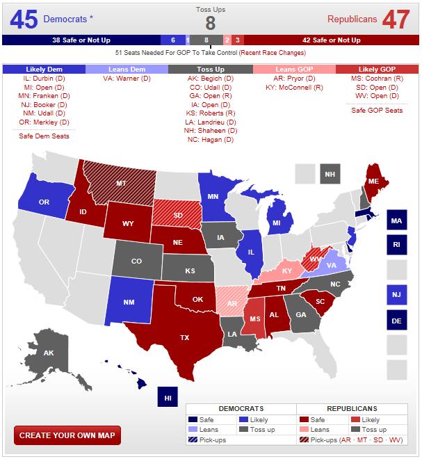 BATTLE FOR THE SENATE Map from Real Clear