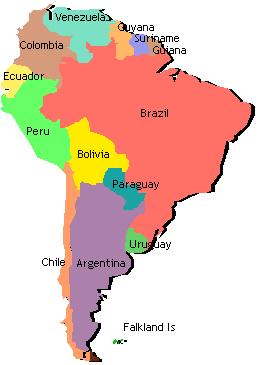 Latin America The level of development is relatively high along the South Atlantic Coast from Curitiba, Brazil, to Buenos Aires, Argentina.