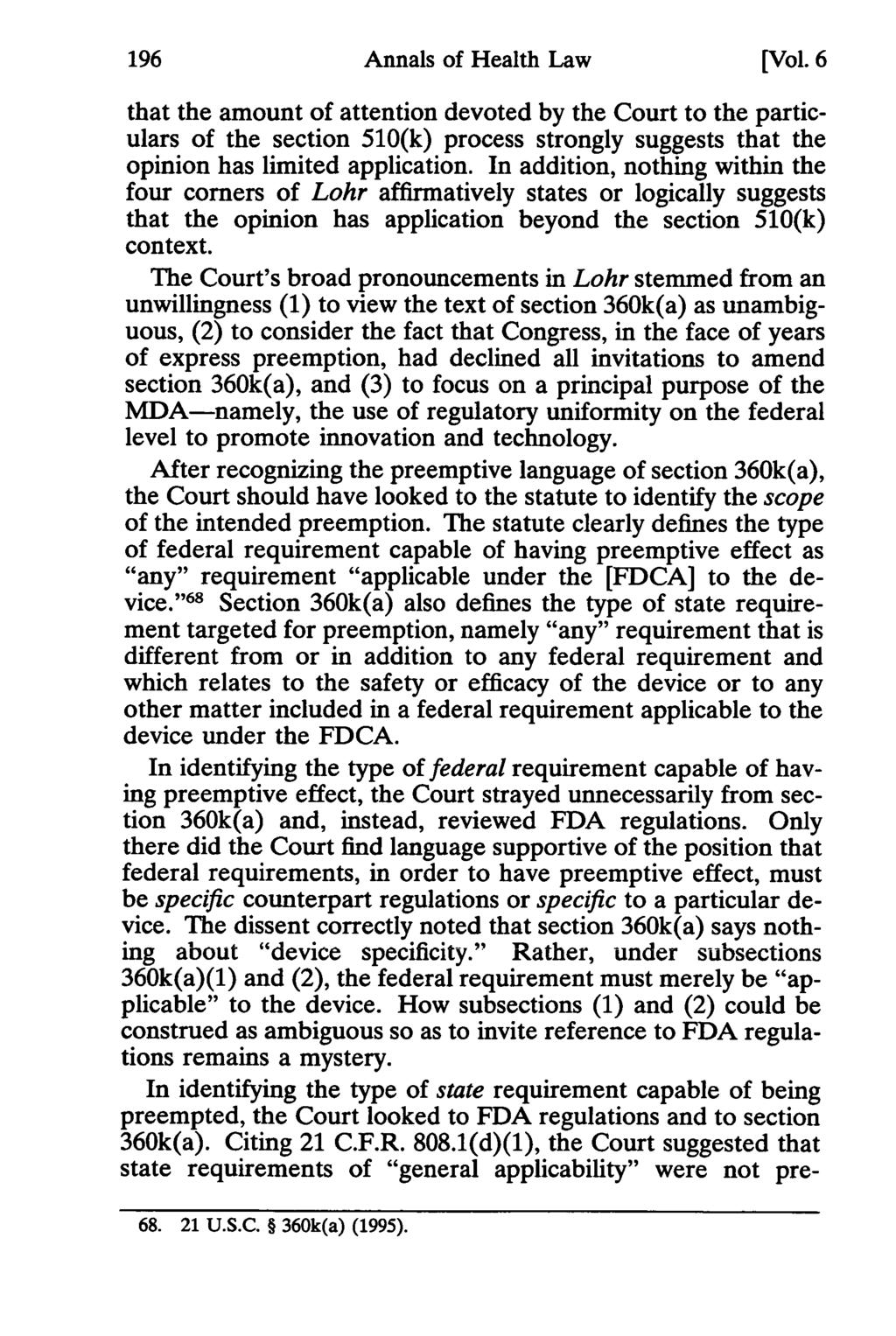 Annals of Health Law, Vol. 6 [1997], Iss. 1, Art. 10 Annals of Health Law [Vol.