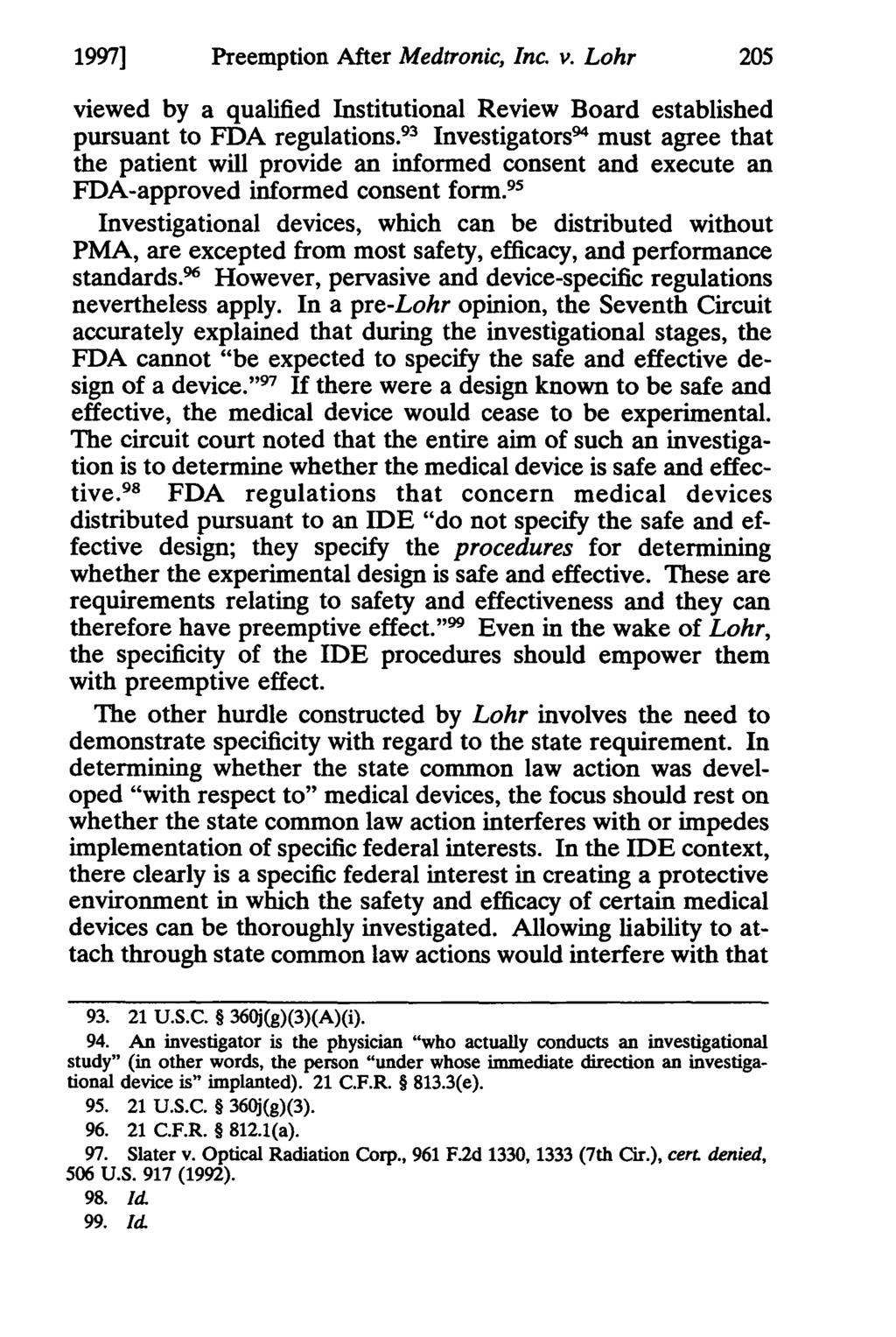 1997] Sayler and Preemption Thomas: Post-Decision After Diagnosis: Medtronic, Medical Device Inc. Preemption v.