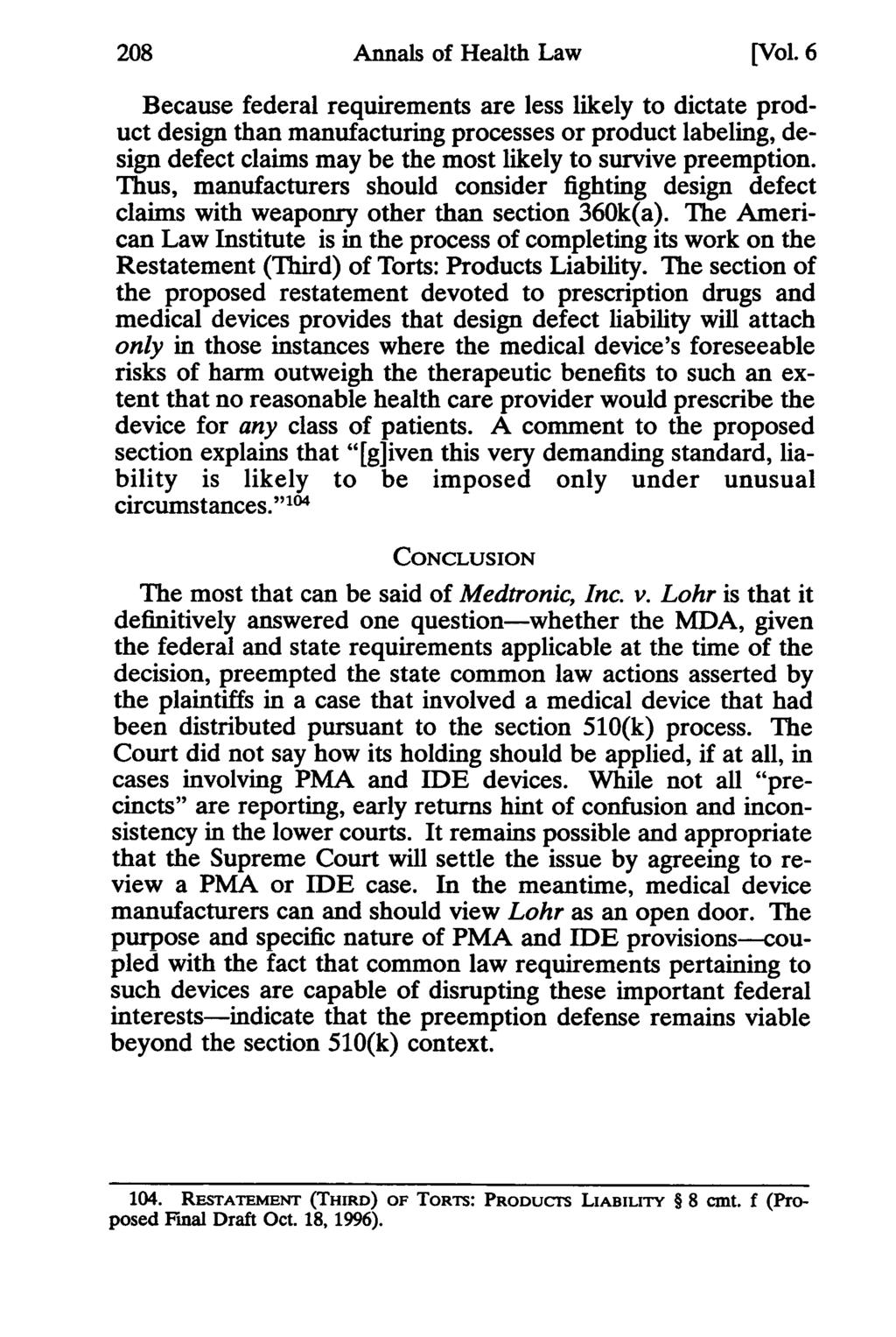 208 Annals of Health Law Annals of Health Law, Vol. 6 [1997], Iss. 1, Art. 10 [Vol.