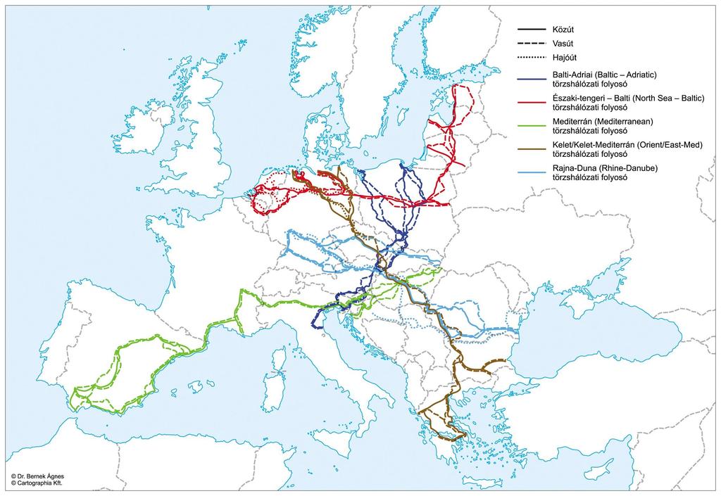 The five TEN-T network corridors in
