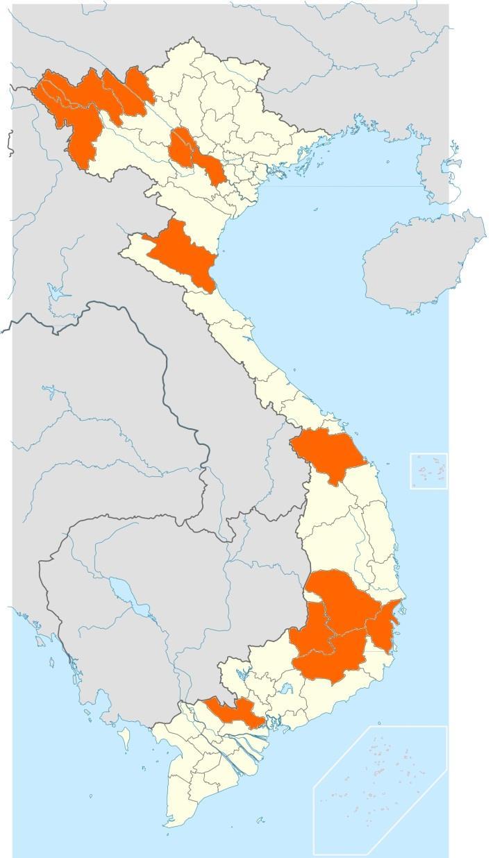 VARHS Provinces Red River Delta: Ha Tay North East: Lao Cai and Phu Tho North West: Lai Chau and Dien Bien North Central Coast:
