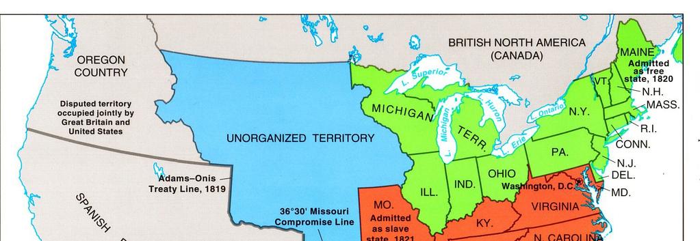 Missouri Compromise Problem: In 1820 there were 11 Free States and 11 Slave States Missouri was petitioning Congress to become a state (Slave already existed there) Tallmadge Amendment: Missouri