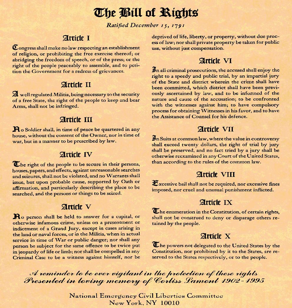 ADOPTION OF THE BILL OF RIGHTS To satisfy the States-Rights advocates, a Bill of Rights was added to the Constitution to guarantee