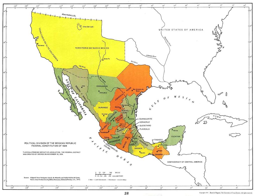 Changes in Mexico In 1822, The Emperor of Mexico Agustín de Iturbide was forced from office and the Congress of Mexico made the country a republic.