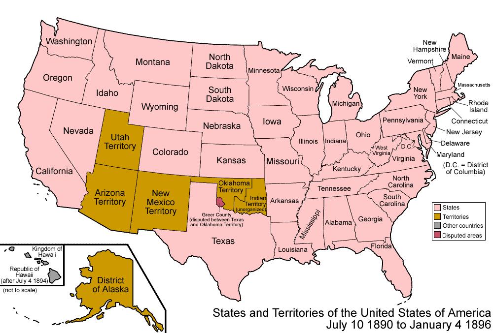 The United States by 1890 Washington Idaho Montana North Dakota