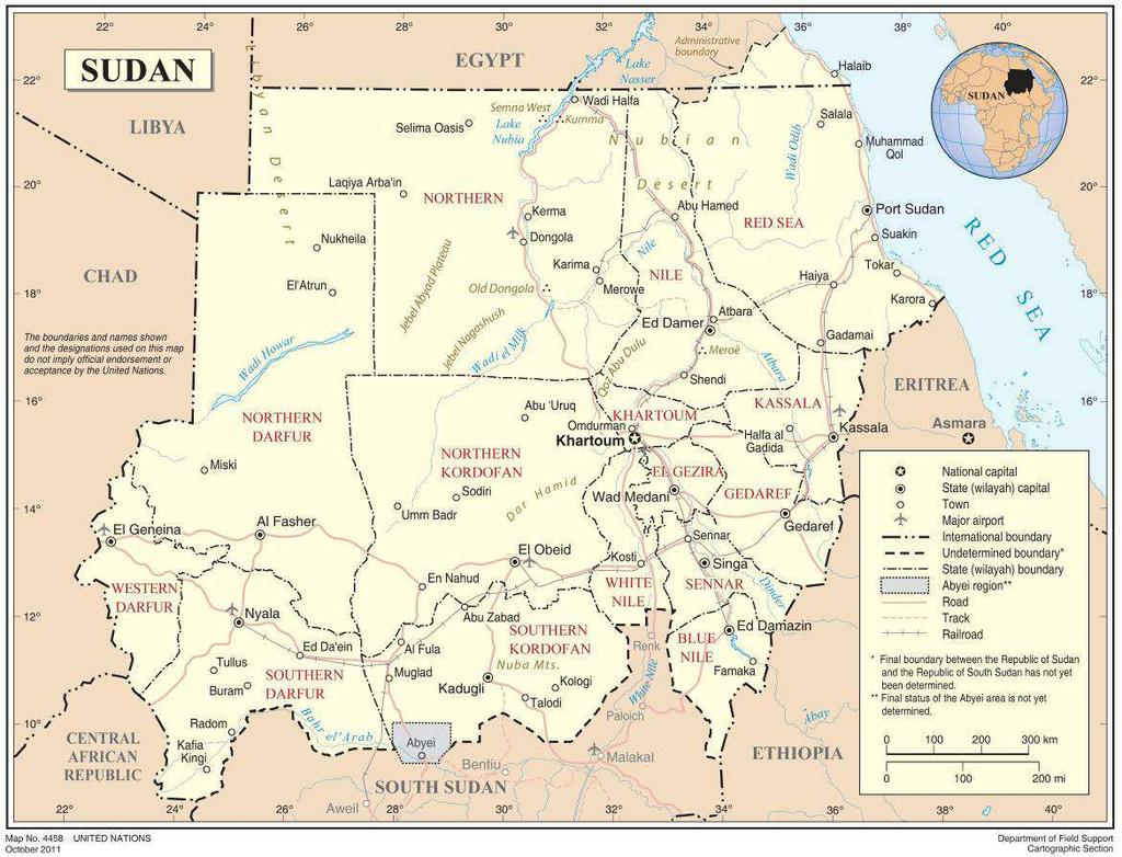 MAP OF SUDAN Map of
