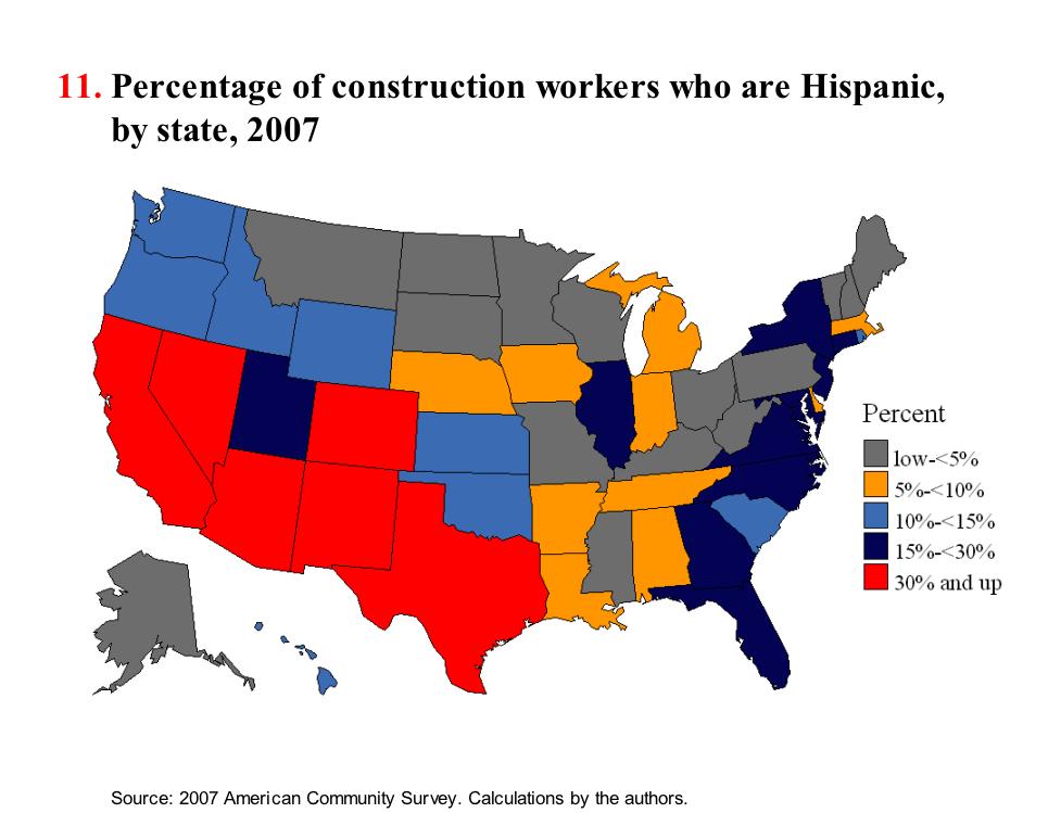 South and West lead nation Hispanic workers are often found to be more geographically concentrated in the South and West.