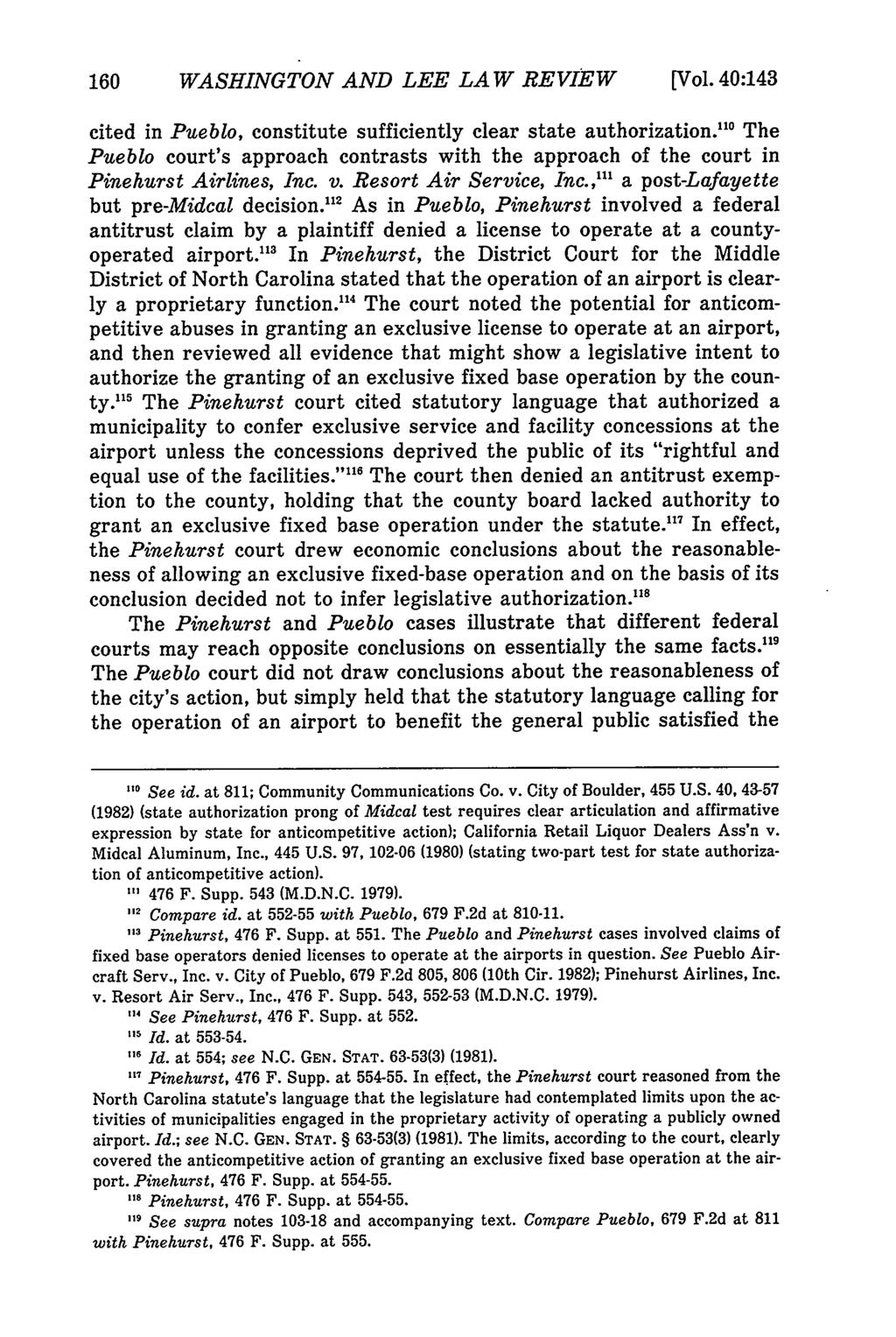 WASHINGTON AND LEE LAW REVIEW [Vol. 40:143 cited in Pueblo, constitute sufficiently clear state authorization.